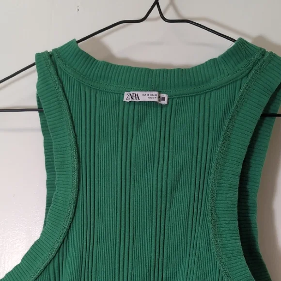 Zara Emerald Ribbed Tank Top - Picture 11 of 13